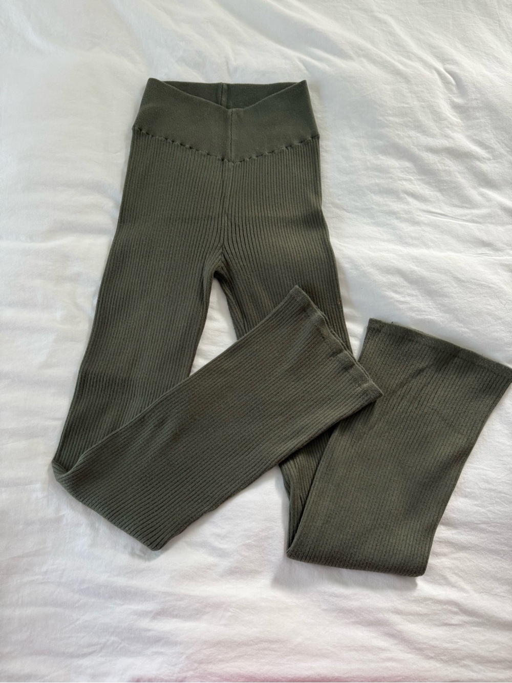 Beach Riot Olive Ribbed Kids Leggings